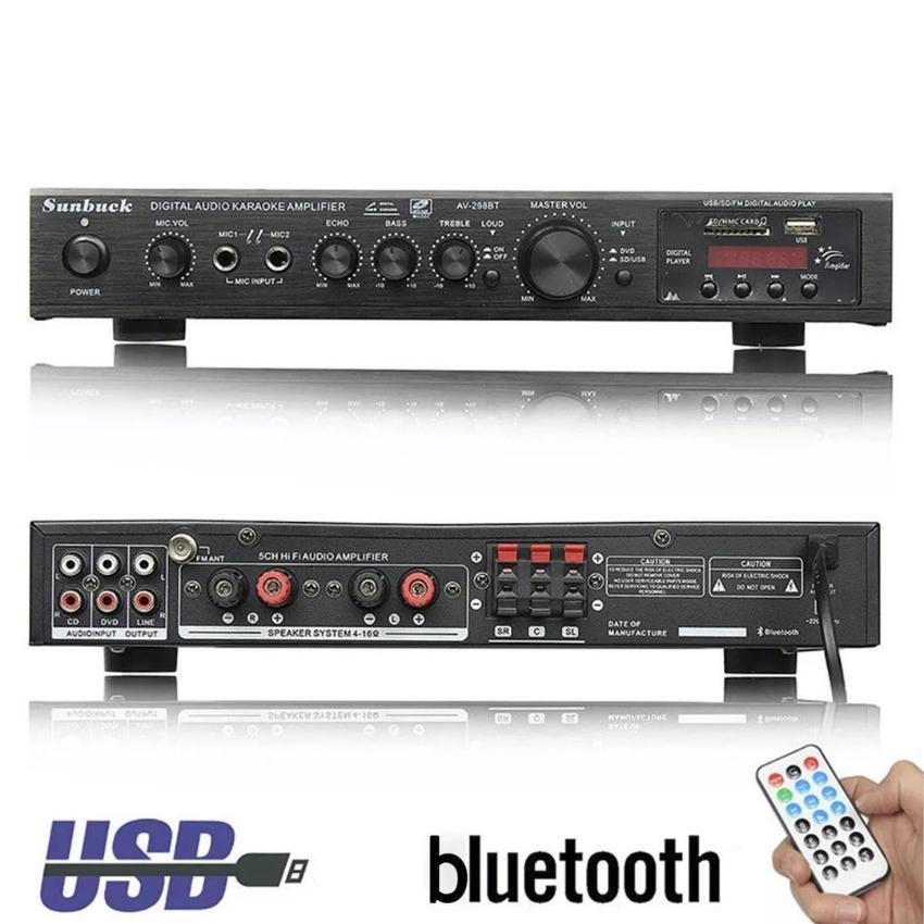 Amply âm ly bluetooth Sunbuck AV-298BT - Công suất max 500W, độ phân giải cao, bộ khuếch đại kỹ thuật số có đèn