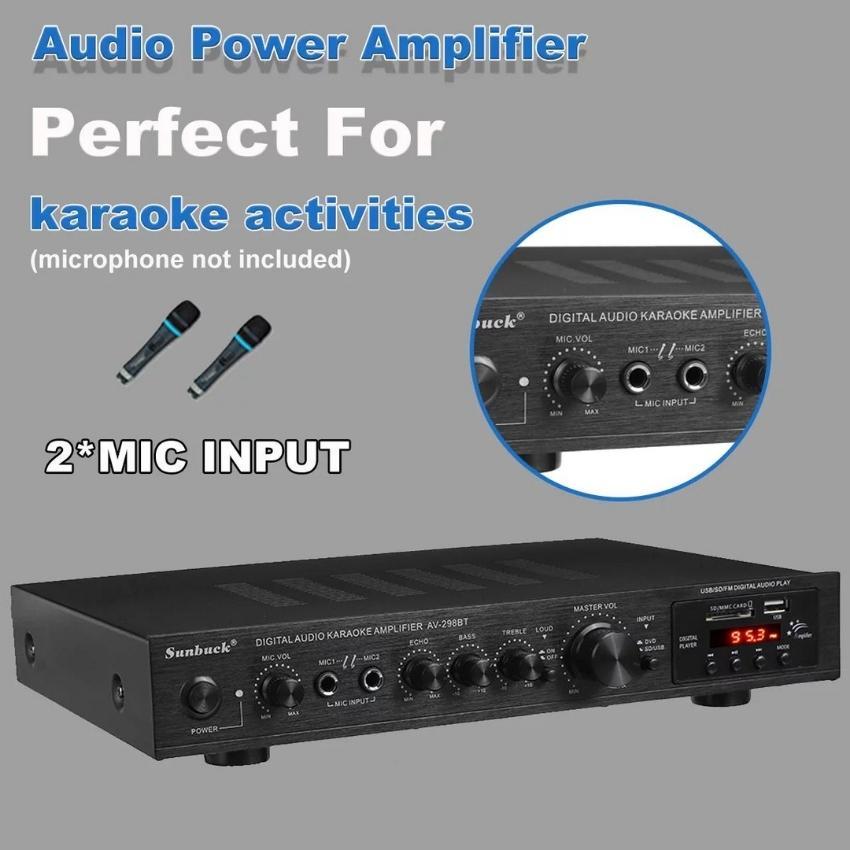 Amply âm ly bluetooth Sunbuck AV-298BT - Công suất max 500W, độ phân giải cao, bộ khuếch đại kỹ thuật số có đèn