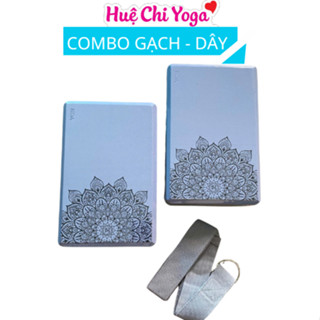 Combo 2 gạch in hoa văn 320g, 1 dây cotton họa tiết 1,83m hỗ trợ tập Yoga