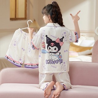 [ 12KG - 48KG ] Đồ Bộ Bé Gái Pizama Chất Vải Lụa Cao Cấp Tay Bồng Cổ Sen_BM05