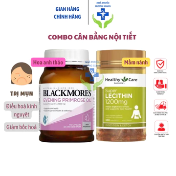Combo Tinh Dầu Hoa Anh Thảo Blackmores Và Mầm đậu nành Healthy Care Super Lecithin Úc