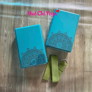 Combo 2 gạch in hoa văn 320g, 1 dây cotton họa tiết 1,83m hỗ trợ tập Yoga