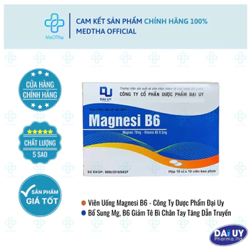 Vitamin Magnesi B6 Đại Uy - Bổ Sung Magie và B6 Giúp Giảm Đau Đầu, Mất Ngủ, Suy Nhược Cơ Thể (100V)