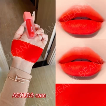 Son BeAna màu đỏ cam, son đỏ cam son màu đỏ cam, son cam đỏ son màu cam đỏ chất son mềm mịn không gây khô môi