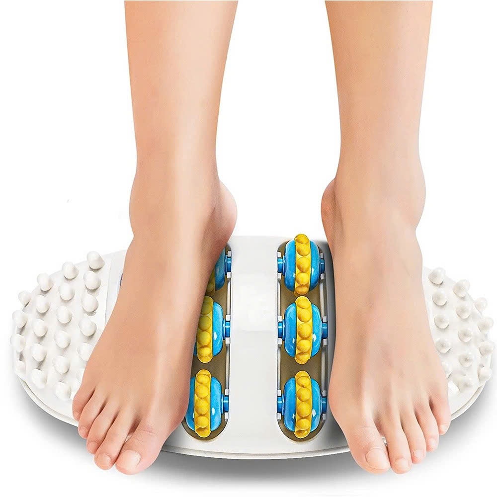 Dụng Cụ Lăn Mát Xa Bàn Chân bằng nhựa (10 con lăn bánh xe) 28x13cm Giúp Lưu Thông Mạch Máu, Giảm Đau Nhức