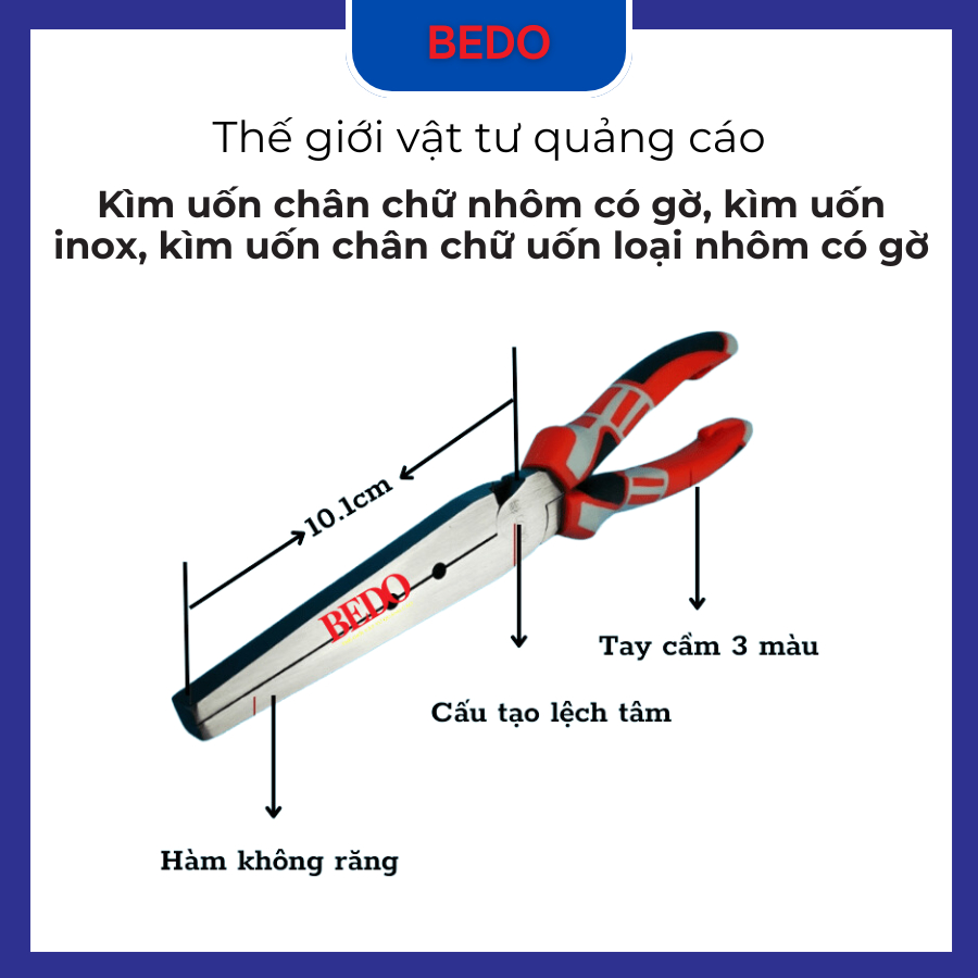 Kìm uốn gáy nhôm có gờ BEDO - Dụng cụ làm chữ nổi quảng cáo, uốn chân chữ nhôm, inox cao cấp tiết kiệm sức lực