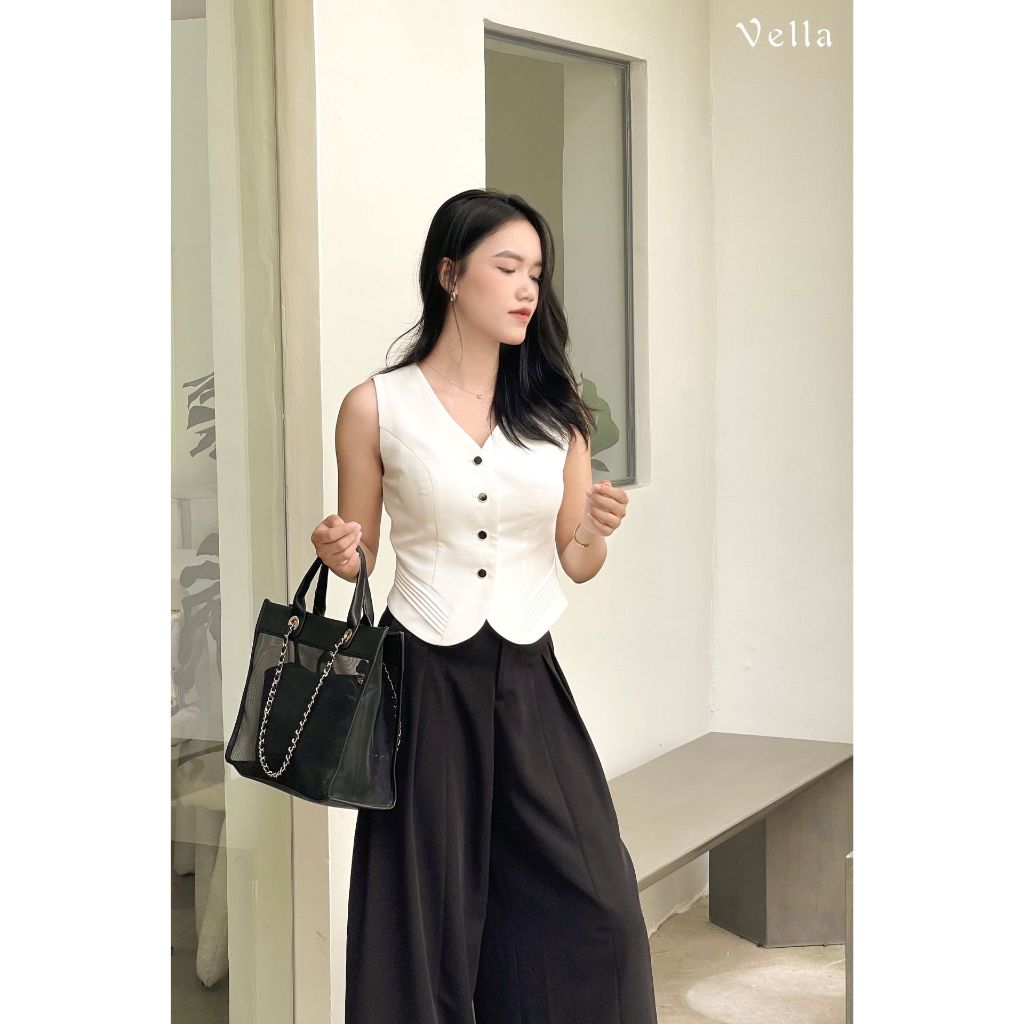 Áo Gile Vest Nữ Công Sở Dáng Ôm Màu Đen VA24063