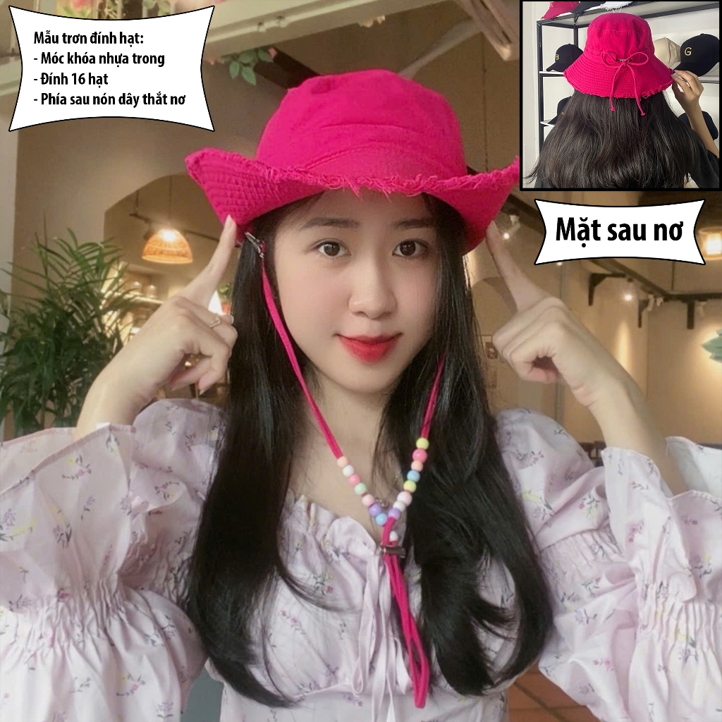 Mũ Bucket Tua Rua Nơ Vành Rộng Chống nắng Form Unisex Nam Nữ