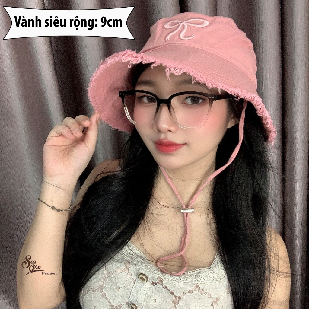 Mũ Bucket Tua Rua Nơ Vành Rộng Chống nắng Form Unisex Nam Nữ