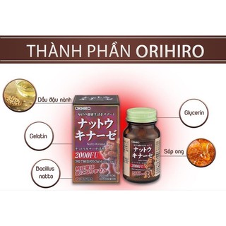 Viên uống hỗ trợ tai biến đột quỵ Nattokinase 2000 Orihiro 60 viên