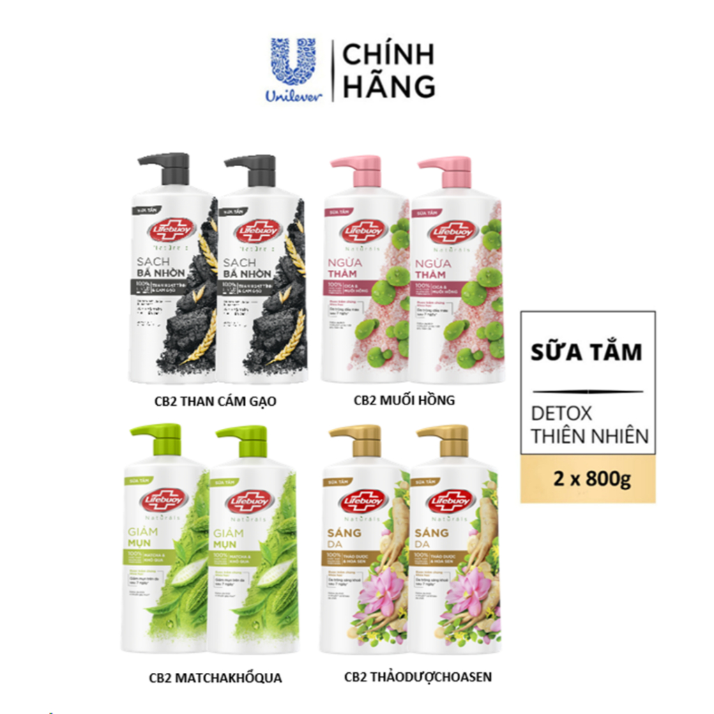 Ảnh Combo 2 Sữa tắm Lifebuoy 800g Chăm Sóc Chuyên Sâu, giúp detox sạch sâu và giảm mụn trên da 1
