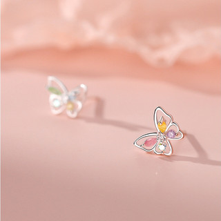 Khuyên tai bạc LAMY butterfly wings studded cánh bướm đính đá 3279