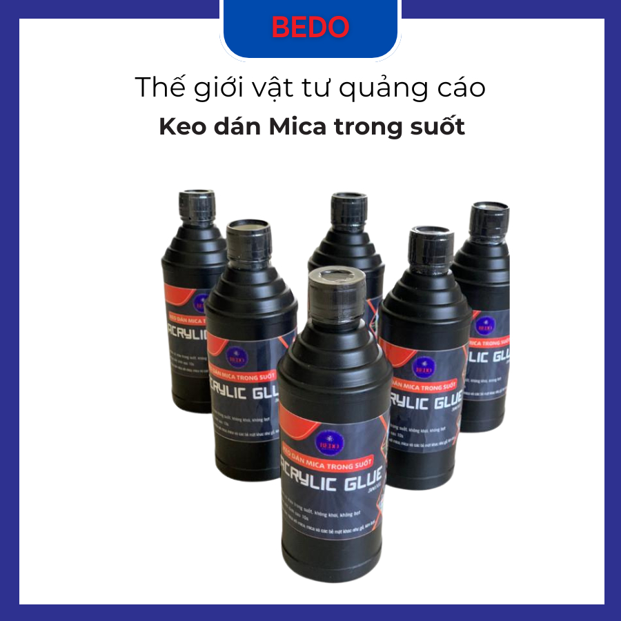 Keo dán Mica BEDO 500ml - Keo dán acrylic glue siêu trong, không loang lổ, chuyên dùng làm hộp, kệ mica cao cấp