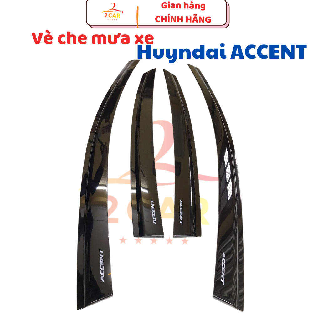 Vè Che Mưa Xe Hyundai Accent 2018 - 2023, 2024, 2025, 2026 nhựa đen dày - 2CAR