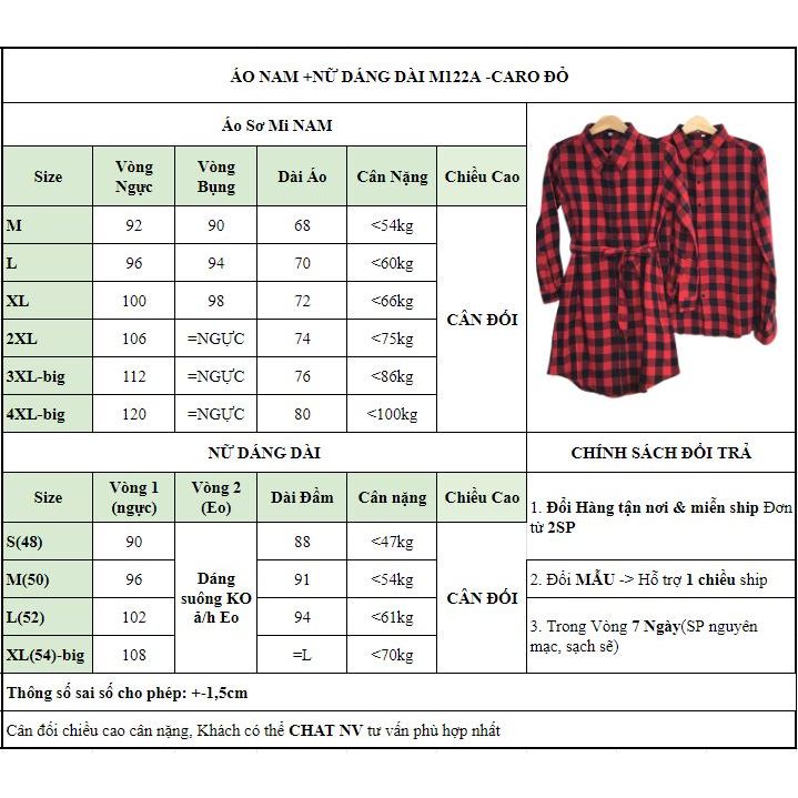 Combo Sơ Mi Váy Gia Đình Fig Tree Caro Đỏ Đen Mã 122A (Yếm Bé Gái Kèm Áo Thun)