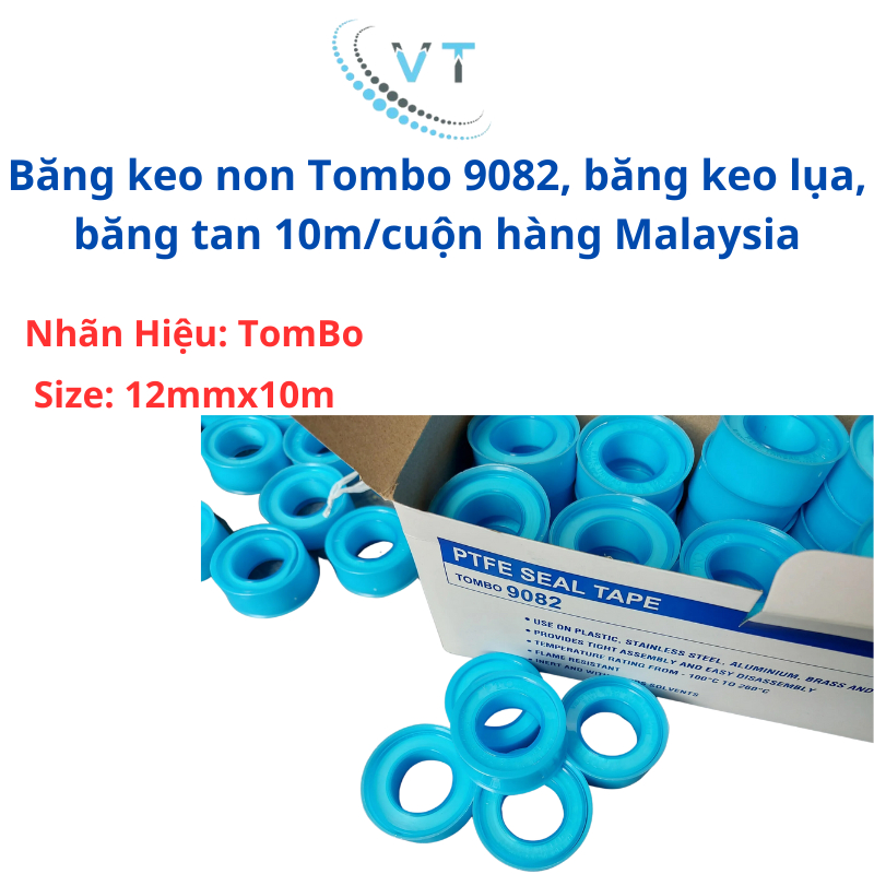 Băng keo non Tombo 9082, băng keo lụa, băng tan 10m/cuộn hàng Malaysia