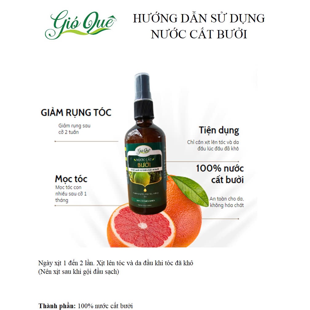 Nước cất bưởi - mọc tóc, giảm rụng tóc, mập sợi tóc