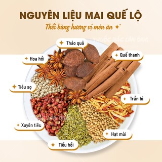 Nguyên liệu ngâm mai quế lộ 9 vị, đã rang thơm nghiền vụn tặng kèm túi lọc, ngâm 1 tuần sử dụng được