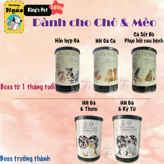 Pate Lon Cho Chó Mèo King's Pet 380g Đủ Vị Gà Cá Bò Hỗ Trợ Tiêu Hóa Và Phục Hồi