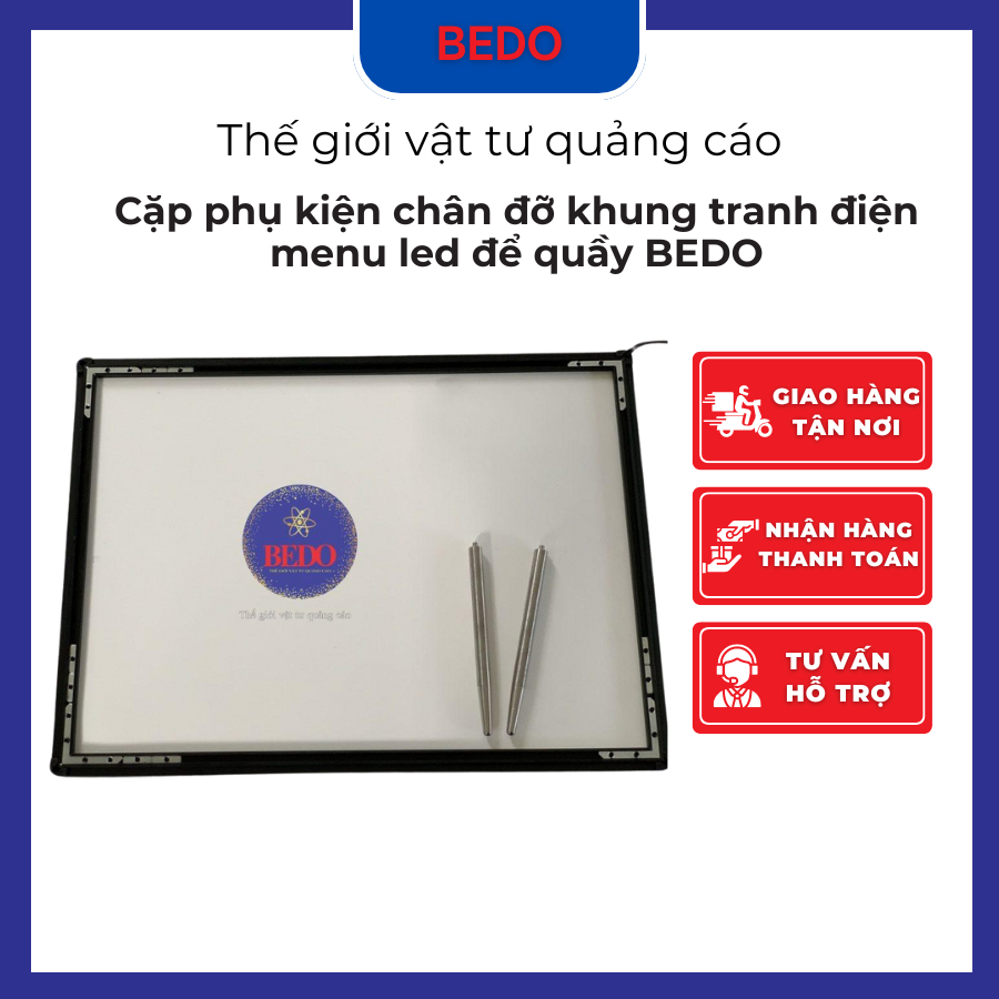 Combo 3 cặp Chân đỡ khung tranh điện BEDO - Chân chống Menu LED để bàn, phụ kiện quảng cáo mica bền đẹp