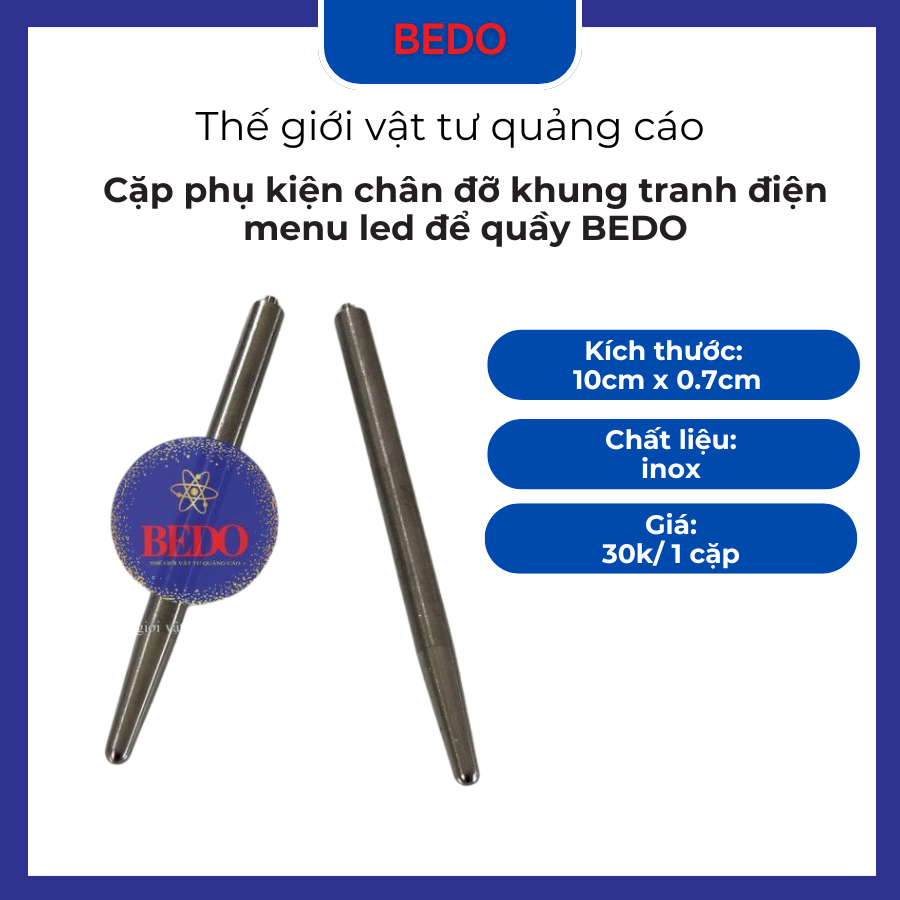 Combo 3 cặp Chân đỡ khung tranh điện BEDO - Chân chống Menu LED để bàn, phụ kiện quảng cáo mica bền đẹp