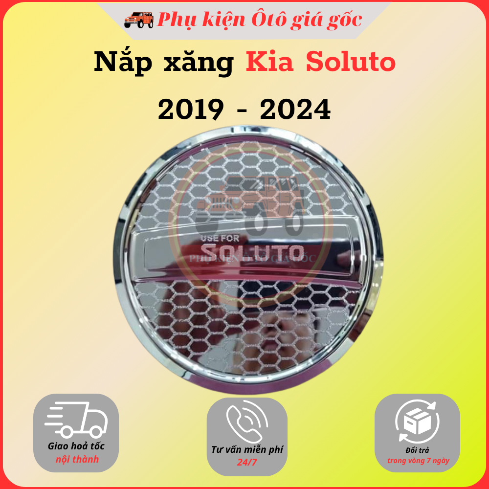 Ốp nắp bình xăng xe Kia Soluto 2019, 2020, 2021, 2022, 2023, 2024, 2025 nhựa ABS mạ crom cao cấp, sáng bóng