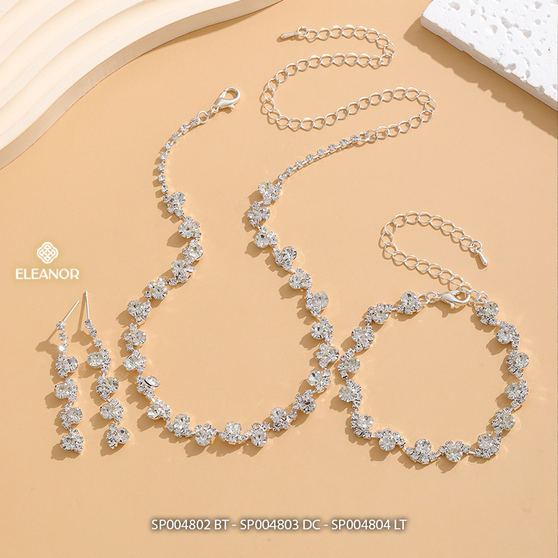 Bông tai dây chuyền lắc tay nữ Eleanor Accessories bộ trang sức đính đá phụ kiện trang sức 4802