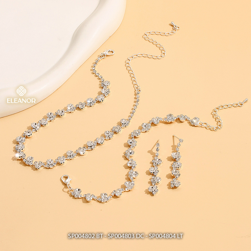 Bông tai dây chuyền lắc tay nữ Eleanor Accessories bộ trang sức đính đá phụ kiện trang sức 4802