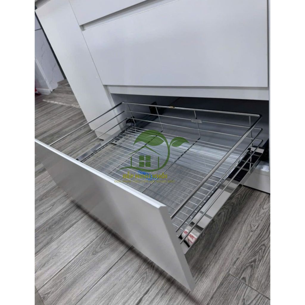 Giá xoong nồi nan tròn EUROGOLD, rổ inox 304 cao cấp kèm ray giảm chấn ...