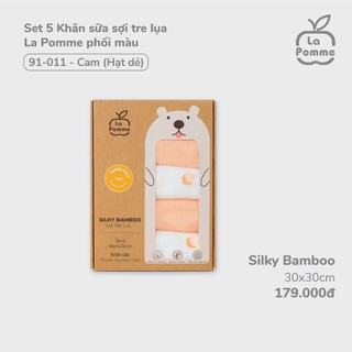 La pomme AW2024 Set 5 Khăn sữa sợi tre lụa La Pomme phối màu (30x30cm) cho bé