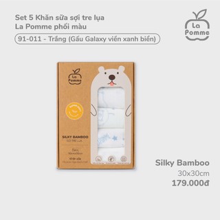 La pomme AW2024 Set 5 Khăn sữa sợi tre lụa La Pomme phối màu (30x30cm) cho bé