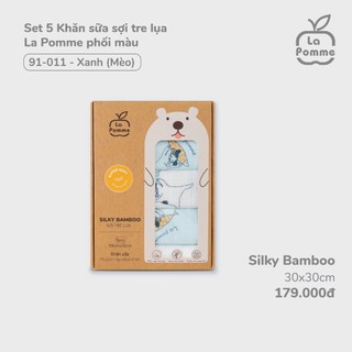 La pomme AW2024 Set 5 Khăn sữa sợi tre lụa La Pomme phối màu (30x30cm) cho bé