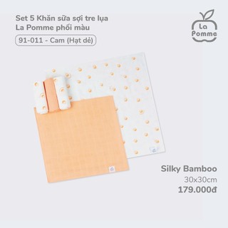 La pomme AW2024 Set 5 Khăn sữa sợi tre lụa La Pomme phối màu (30x30cm) cho bé