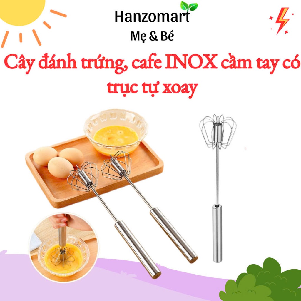 Cây đánh trứng tự xoay k gỉ làm đồ ăn dặm cho bé