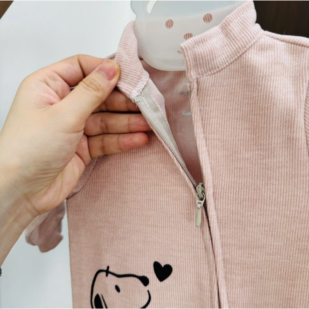 Body Sơ Sinh Dài Tay Anminaza Cổ Đứng Vải Nỉ Nhung Mềm Mịn Và Ấm Áp - Hàng Chính Hãng AMI0119