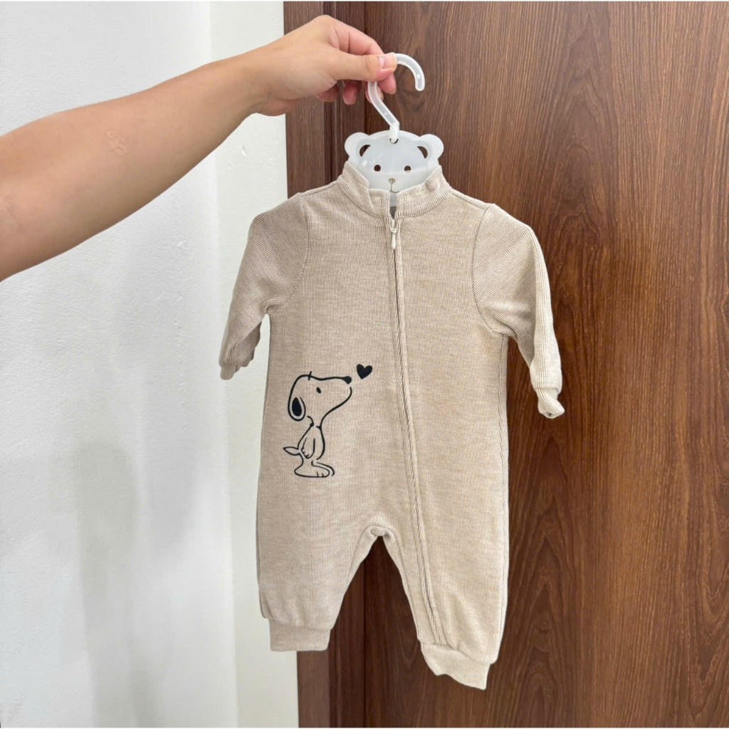 Body Sơ Sinh Dài Tay Anminaza Cổ Đứng Vải Nỉ Nhung Mềm Mịn Và Ấm Áp - Hàng Chính Hãng AMI0119