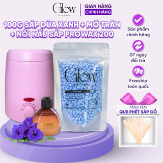 Combo 100gr Sáp Dừa Xanh + Nồi Nấu Sáp ProWax Mini 200 Chống Dính GLOW + Mỡ Trăn Nstore Tặng Que 101