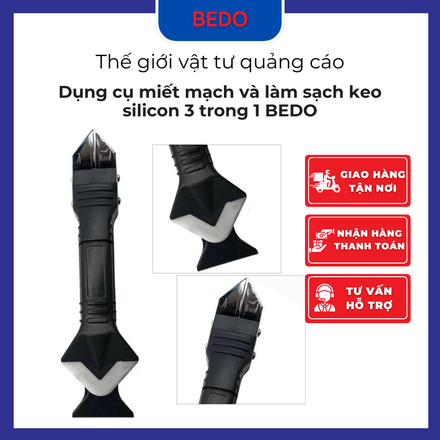 [ TẶNG 5 DÂUD MIẾT ] Bộ dụng cụ miết mạch và làm sạch keo Silicon 3 trong 1 BEDO - Miếng gạt keo, sủi keo đa năng