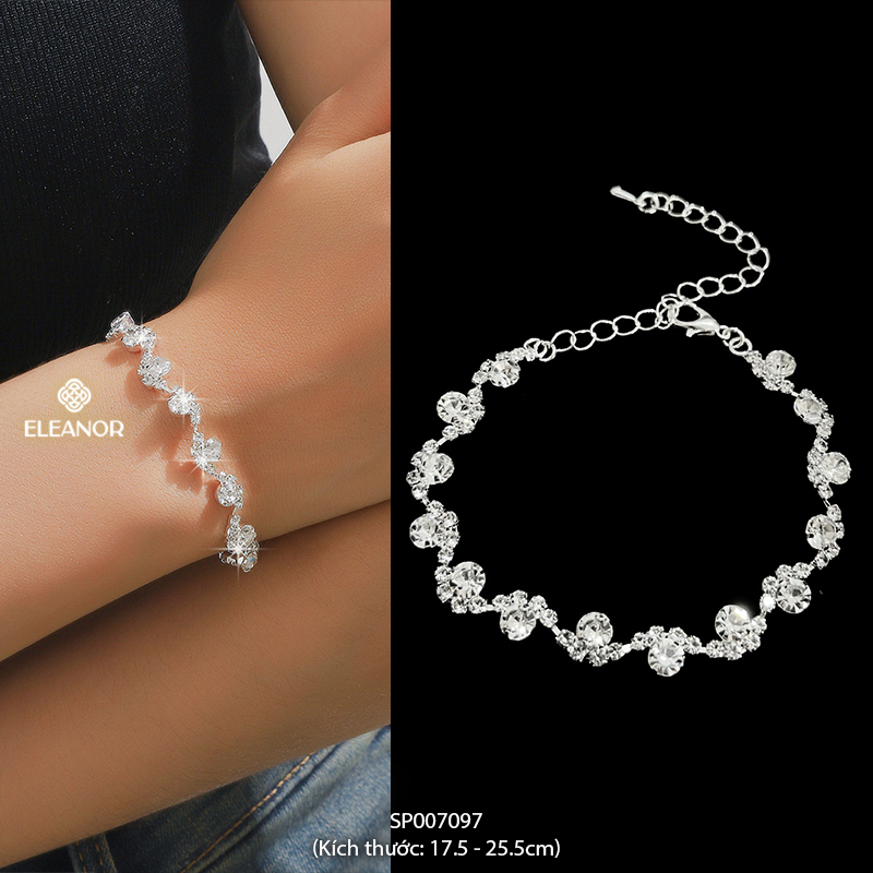 Vòng tay nữ Eleanor Accessories đính đá ngọc trai nhân tạo lắc tay lấp lánh phụ kiện trang sức 7097