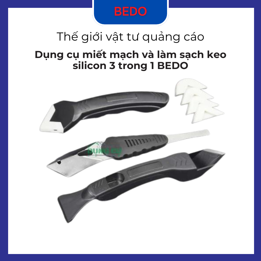 [ TẶNG 5 DÂUD MIẾT ] Bộ dụng cụ miết mạch và làm sạch keo Silicon 3 trong 1 BEDO - Miếng gạt keo, sủi keo đa năng