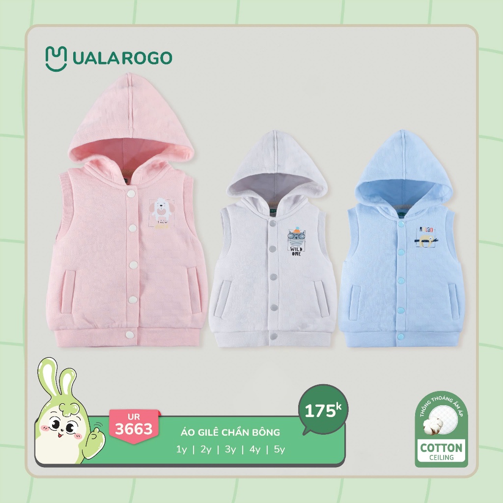 ( 9-24kg) Áo Gile Trần Bông Uala Mềm Mại, Đáng Yêu Bé Trai, Bé Gái UR3663