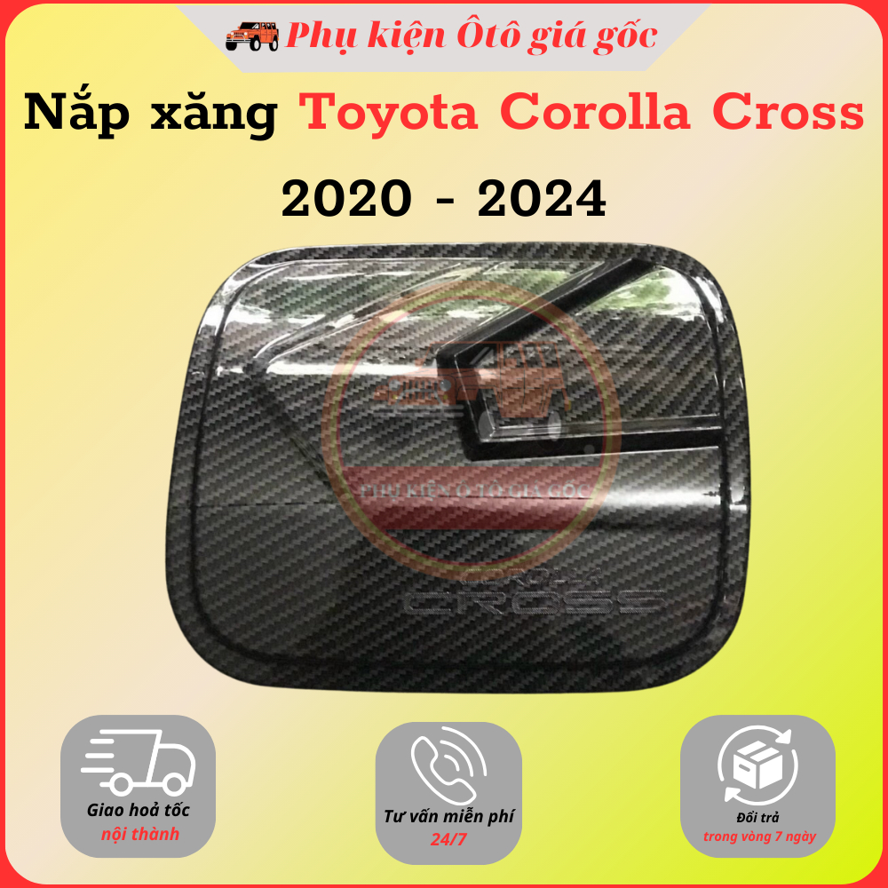 Ốp nắp bình xăng xe Toyota Corolla Cross 2018-2025 nhựa ABS Vân Carbon cao cấp, sáng bóng