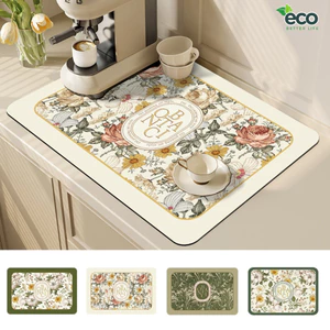 Thảm thấm hút nước ECO nhanh khô, chất liệu da Nappa chống trượt, Thảm lót ly tiện dụng cho nhà bếp