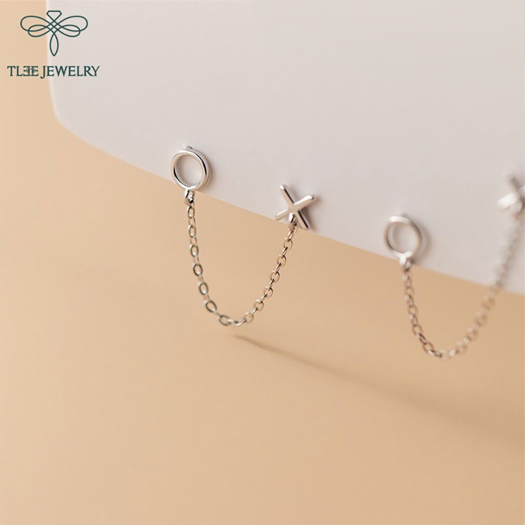 Ảnh Khuyên tai bạc nữ TLEE x o tua dài cá tính TLEE JEWELRY B0266 2