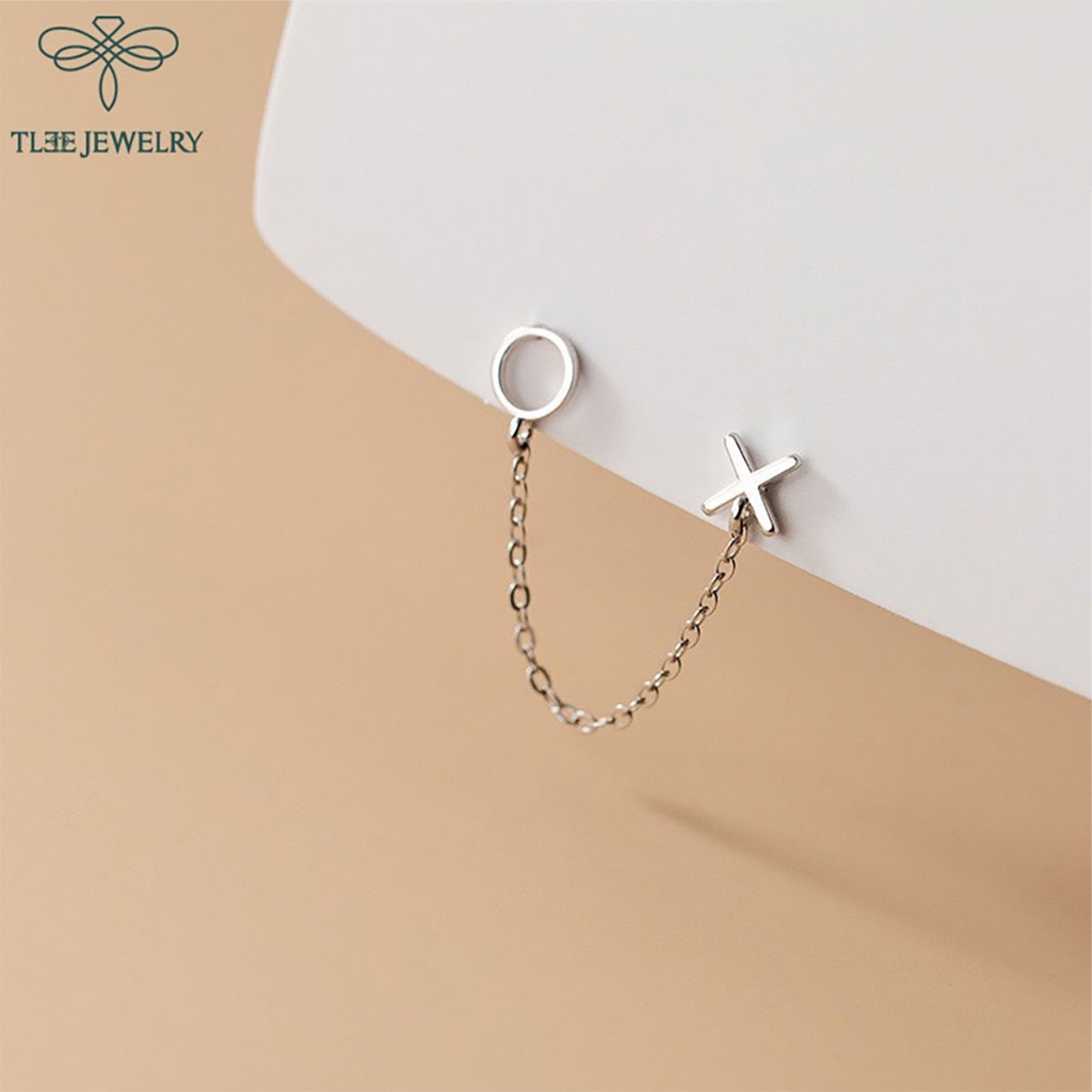 Ảnh Khuyên tai bạc nữ TLEE x o tua dài cá tính TLEE JEWELRY B0266 3