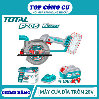TOTAL Máy cưa đĩa tròn dùng pin 20V kèm pin sạc TSLI14021