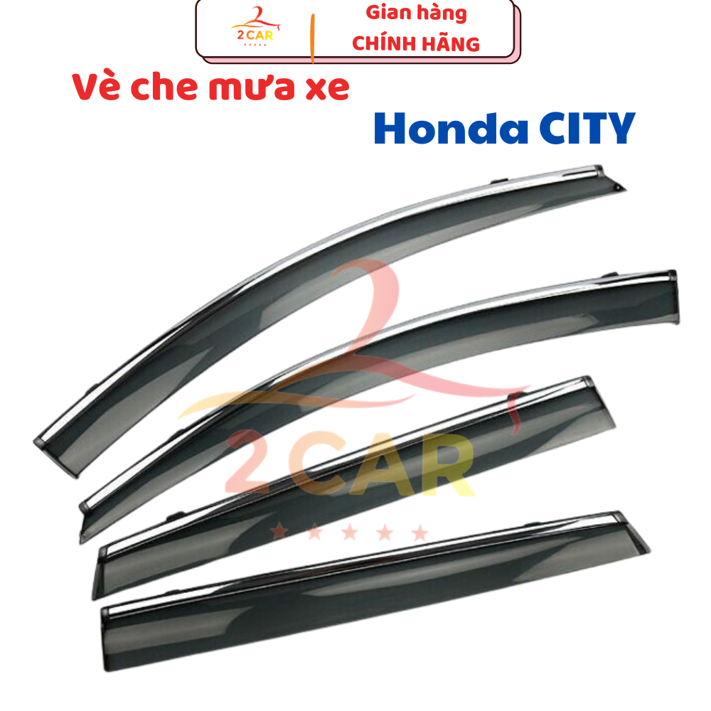 Vè che mưa xe Honda City 2015- 2022, 2023,2024 Chỉ mạ crom cao cấp- 1 bộ 4 cánh