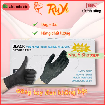 Găng tay đen không bột | Găng tay cao su đen | Găng tay y tế đen không bột