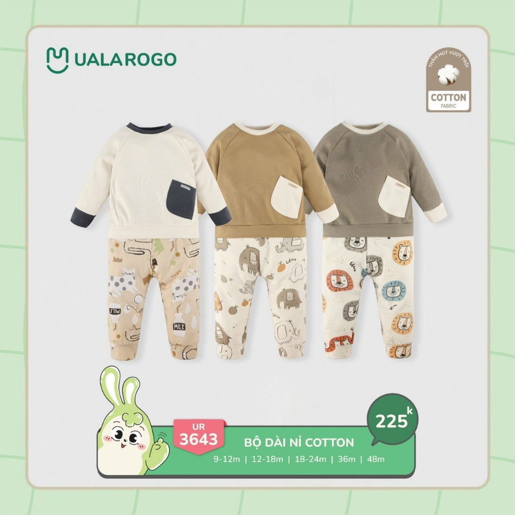 [CHÍNH HÃNG] Bộ nỉ dài tay cotton họa tiết trẻ em UR3643 Uala Rogo ...