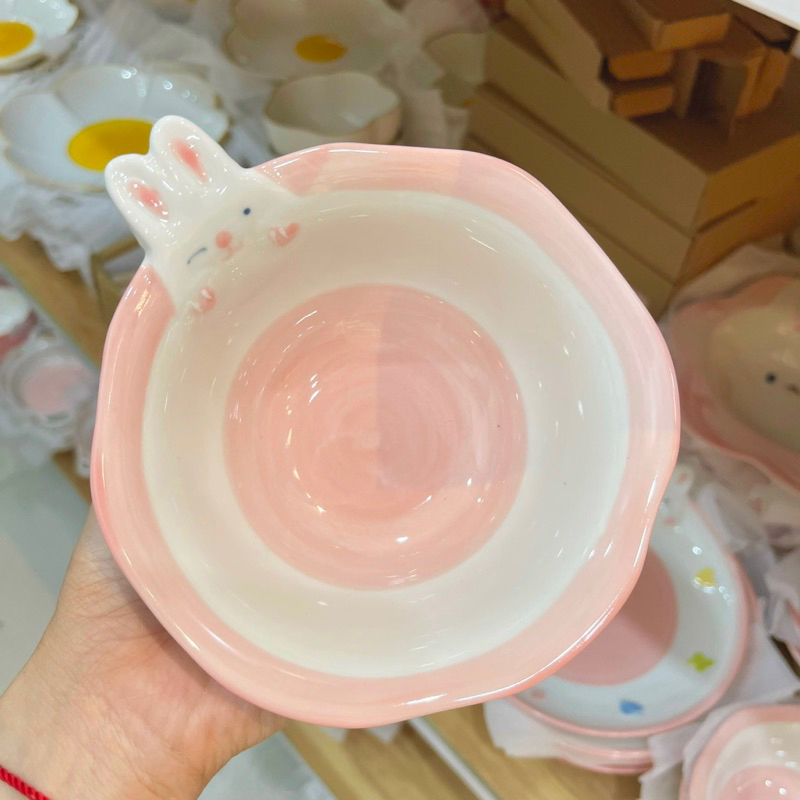 bát sứ nắp tai thỏ 3D